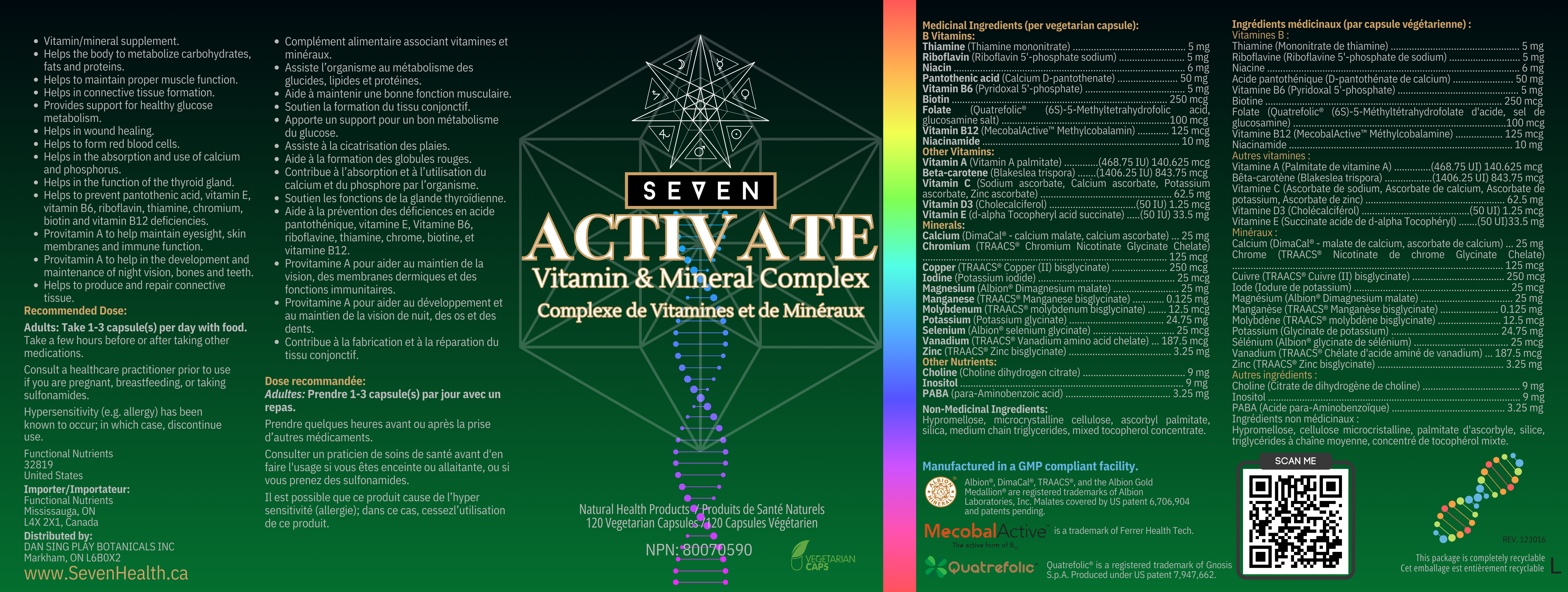 Activate: Vitamin & Mineral Complex 120 capsules
