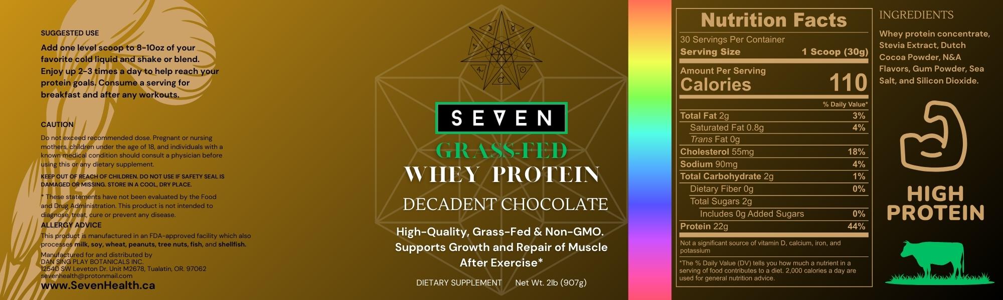 Grass-Fed Whey Protein (Chocolate) 30 Servings / 2lbs Container