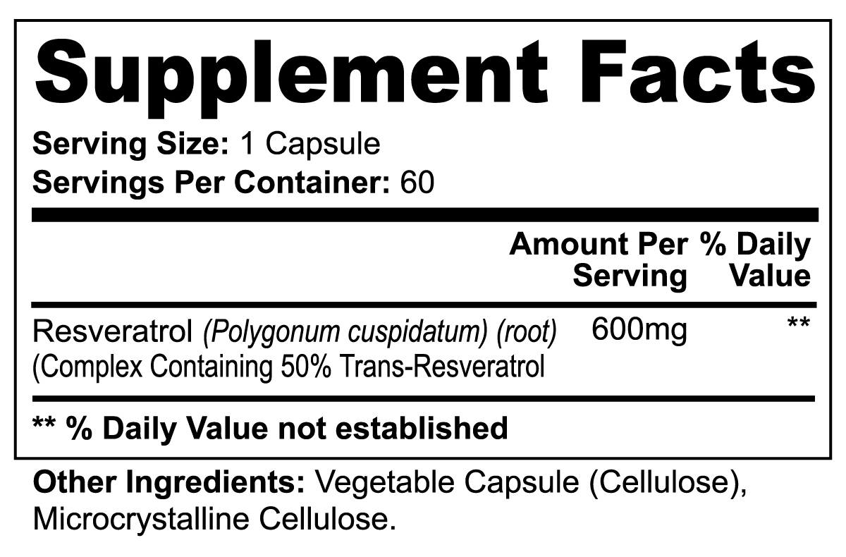 Resveratrol 60 Capsules (50% 600mg)